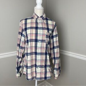 J Crew Medium Slim Men’s Button Down Shirt Plaid Pink Blue
